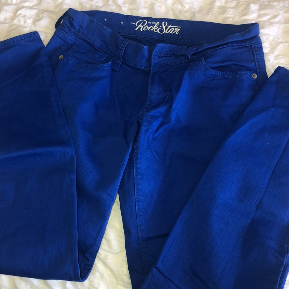 Navy blue rock star jeans